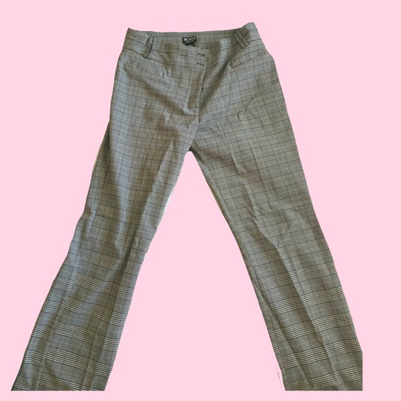 High Rise Trousers Plaid Flare Pants Gray XL 14 - Picture 3 of 5